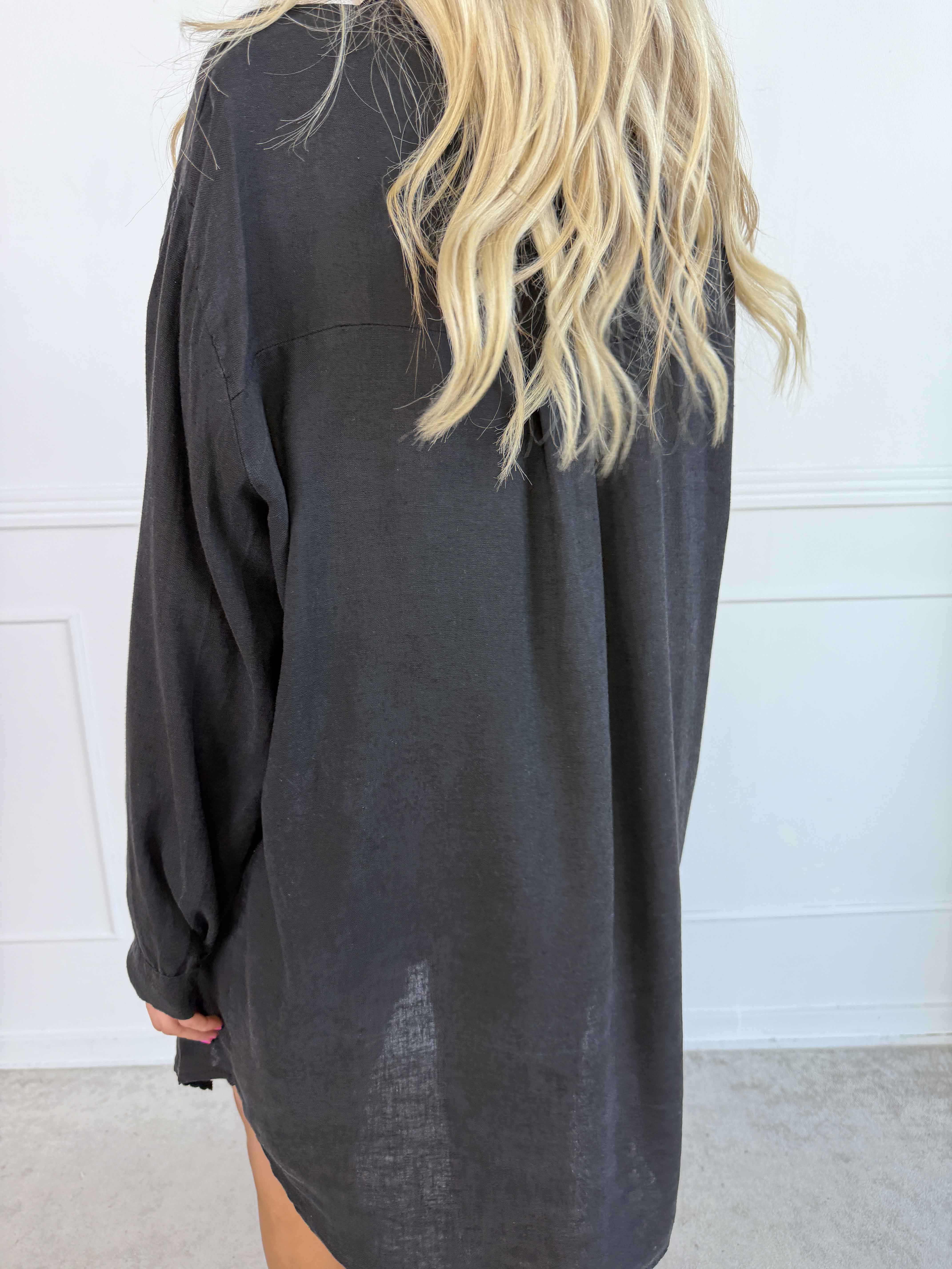 Clara Dress - Plus size skjortekjole i viskose og hør